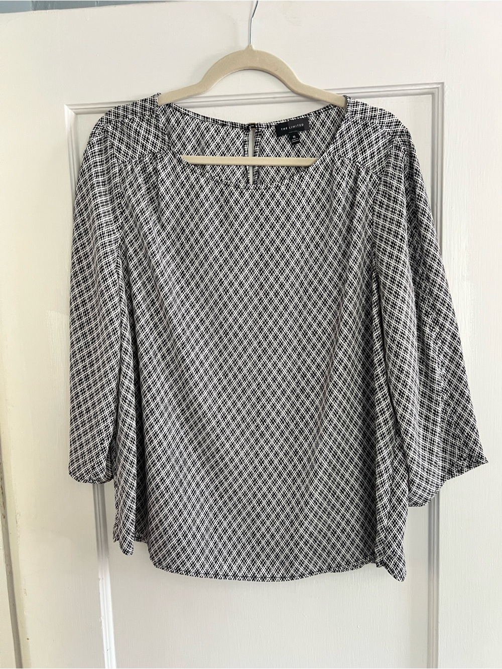 The Limited Black & White Diamond-Print Blouse